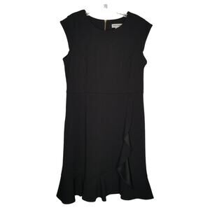 Shelby + Palmer Cap Sleeve Black Dress Ruffle Detail, Size 12